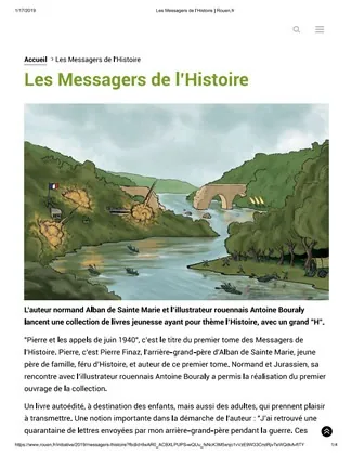 Article de Rouen.fr, janvier 2019, sur la collection Les Messagers de l'Histoire.